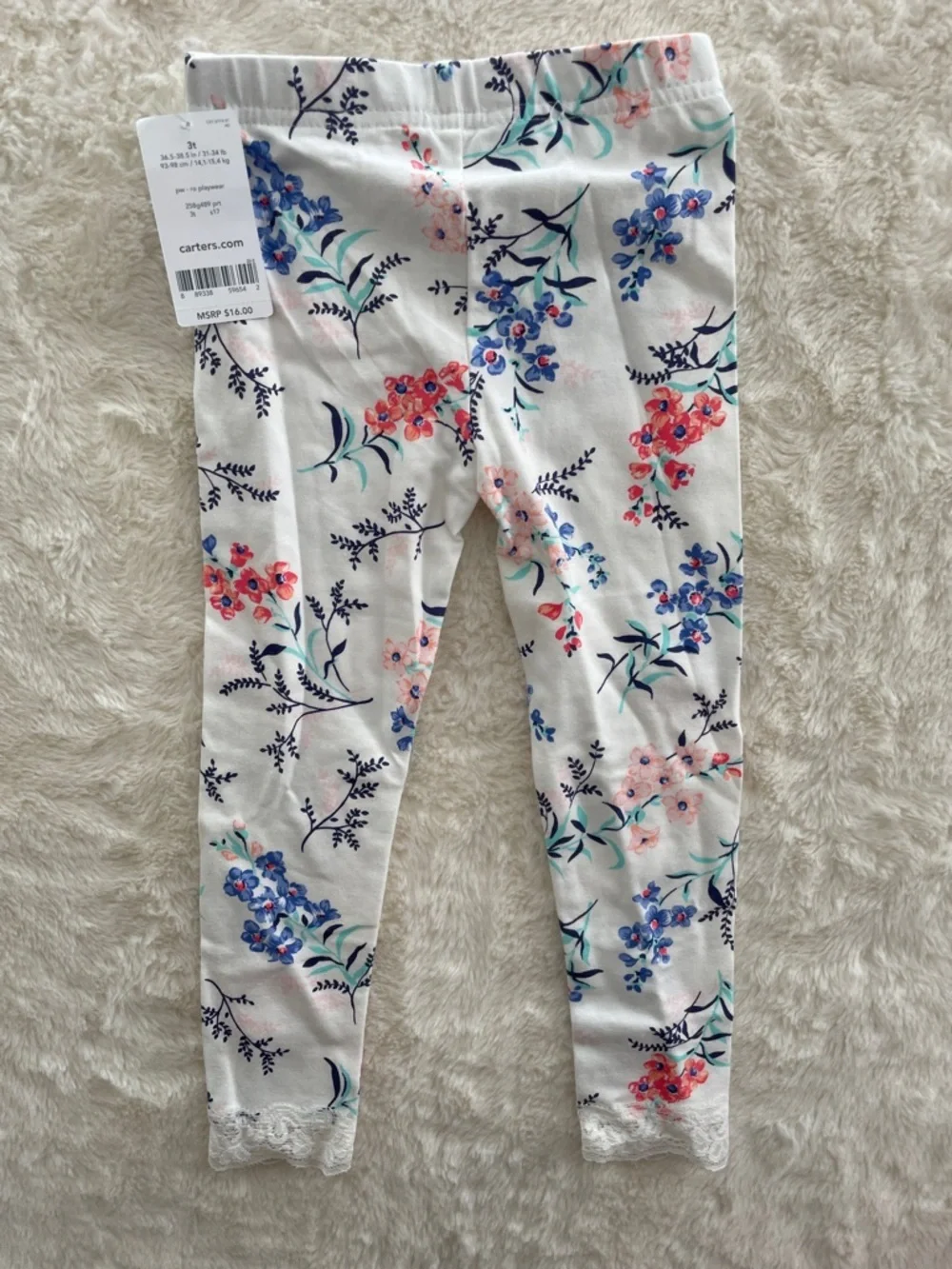 SALE! NWT Carter's White Floral Zip Hoodie with Pink and Blue Flowers SIZE 3T